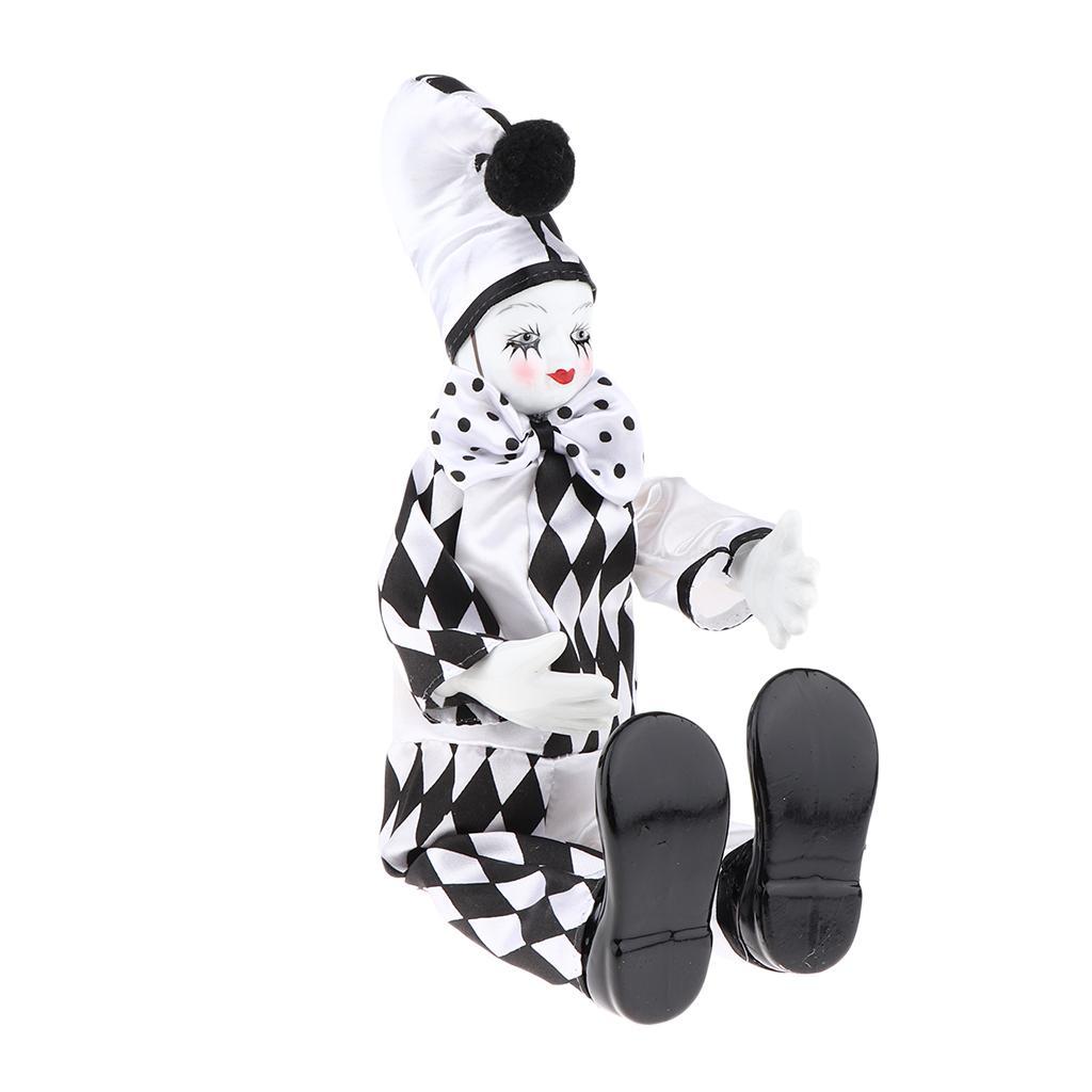 Porcelain Hanging Feet Small Clown Doll Home Desk Display Ornaments, G