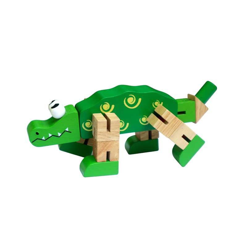 Cá sấu luồn thun đồ chơi trẻ em bằng gỗ
