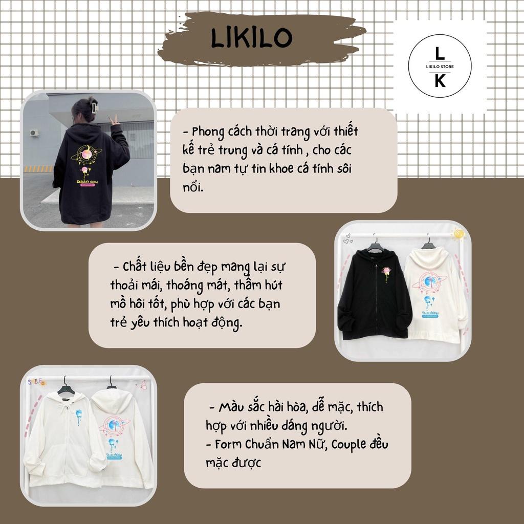 Áo khoác nỉ, Áo Hoodie Dây Kéo, Áo Khoác Form Rộng Unisex. K100 Hình In KTS 2 màu Đen và Trắng 