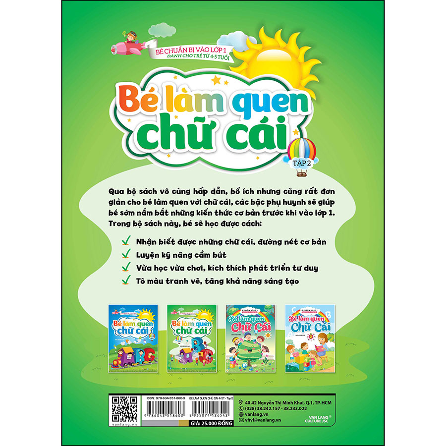 Bé Chuẩn Bị Vào Lớp 1 - Dành Cho Trẻ Từ 4-5 Tuổi - Bé Làm Quen Chữ Cái Tập 2