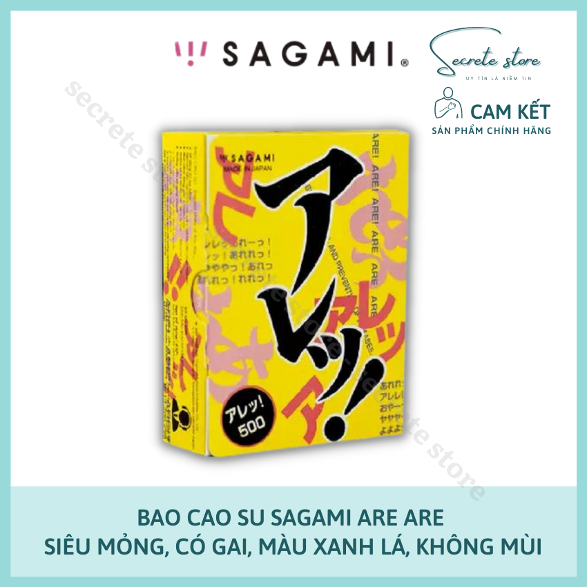 Bao cao su Sagami Are Are - thương hiệu Nhật Bản siêu mỏng, có gai, màu xanh lá - hộp 5 cái