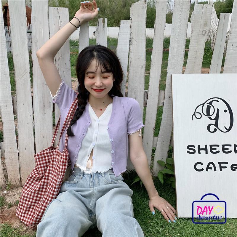 Áo Khoác Cardigan Dệt Kim Cổ Chữ V Màu Trơn Thời Trang Mùa Hè Cho Nữ