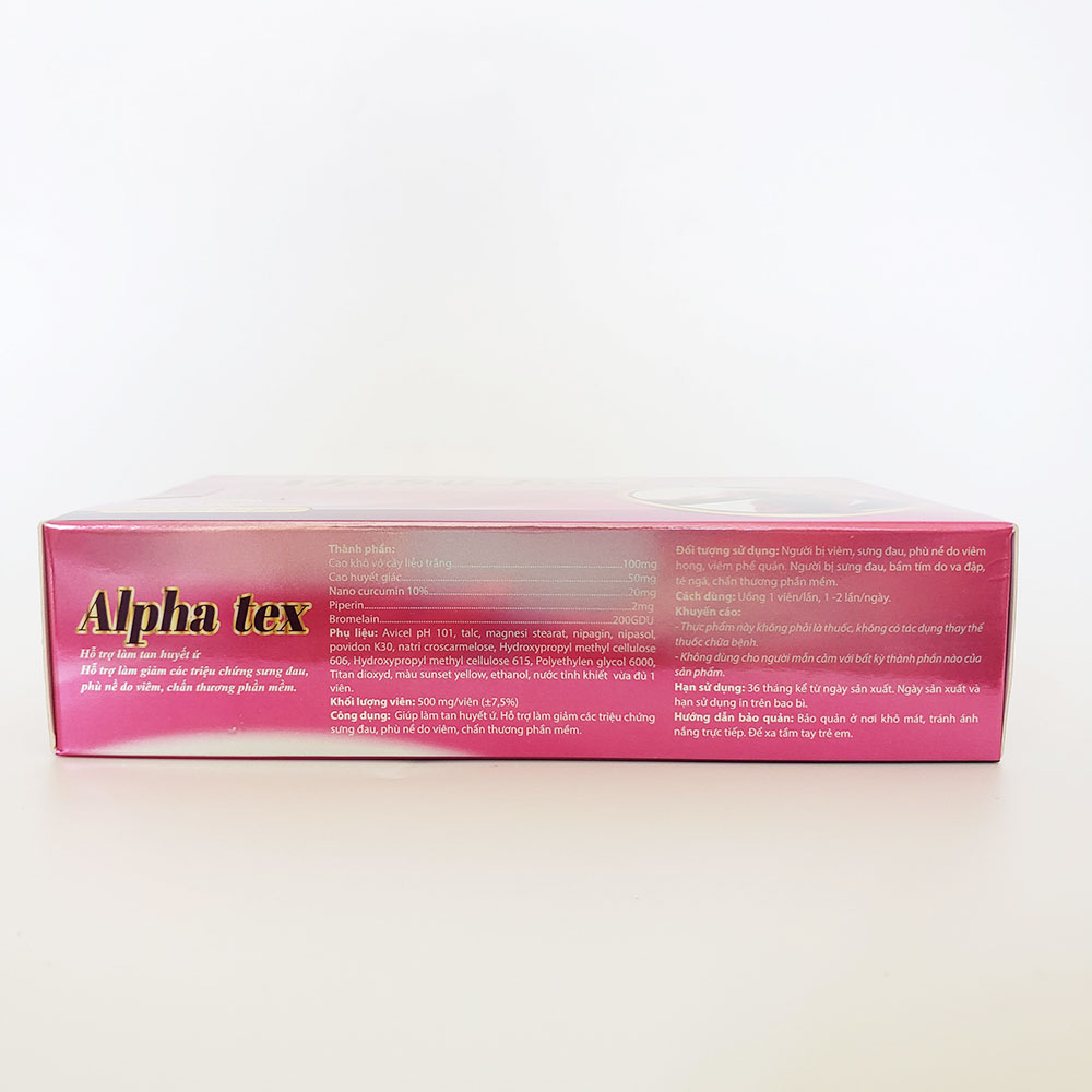 Viên uống Alpha tex hỗ trợ làm giảm các triệu chứng sưng đau, phù nề do viêm, chấn thương phần mềm