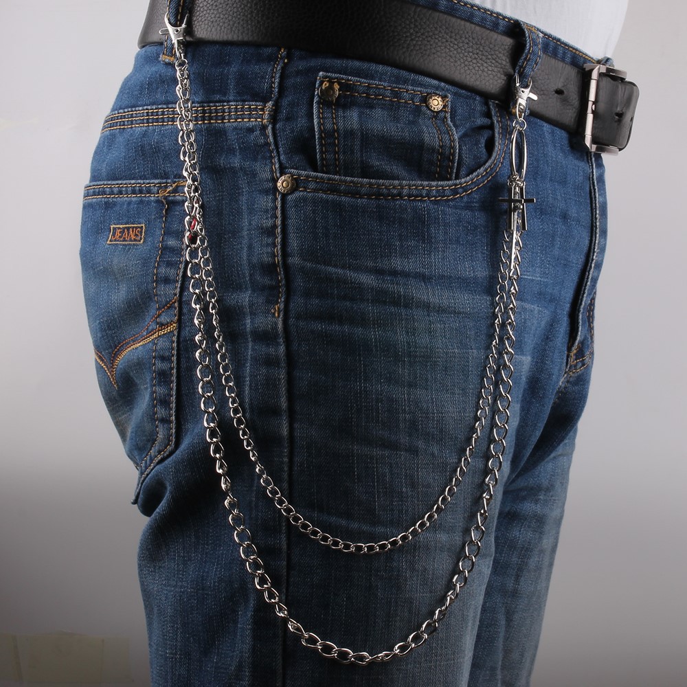 Dây xích đeo quần 2 tầng mix chữ thập cá tính