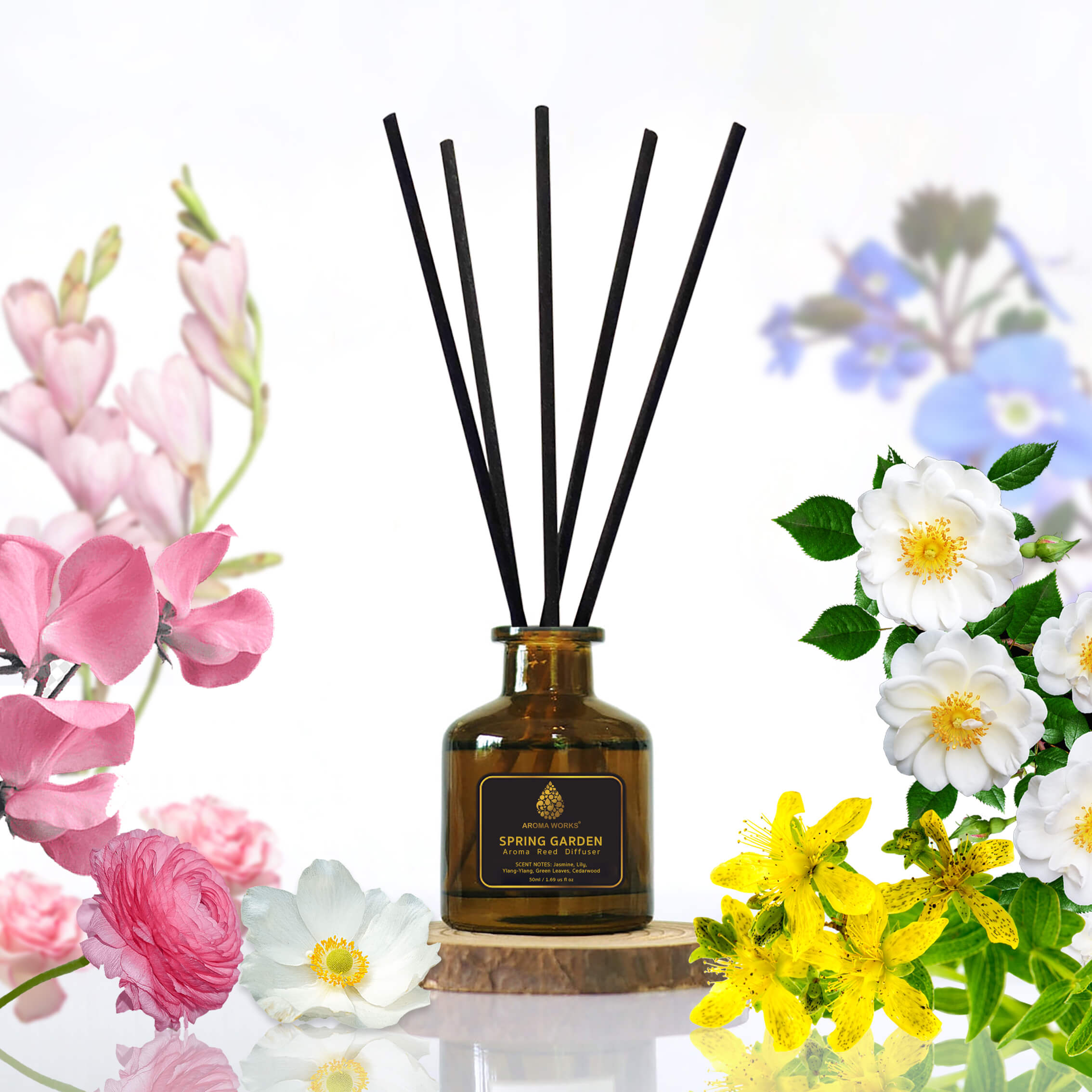 Tinh Dầu Tán Hương Thơm Phòng Cao Cấp Que Mây Aroma Works Reed Diffuser - Spring Garden