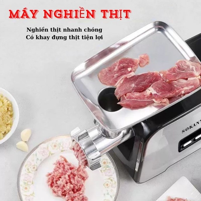 Máy xay nhồi thịt đa năng SOKANY SK-090, công suất 3200W, vừa xay thịt, vừa đùn thịt, nhồi lạp xưởng, xúc xích tại nhà - HÀNG CHÍNH HÃNG - DELIYA