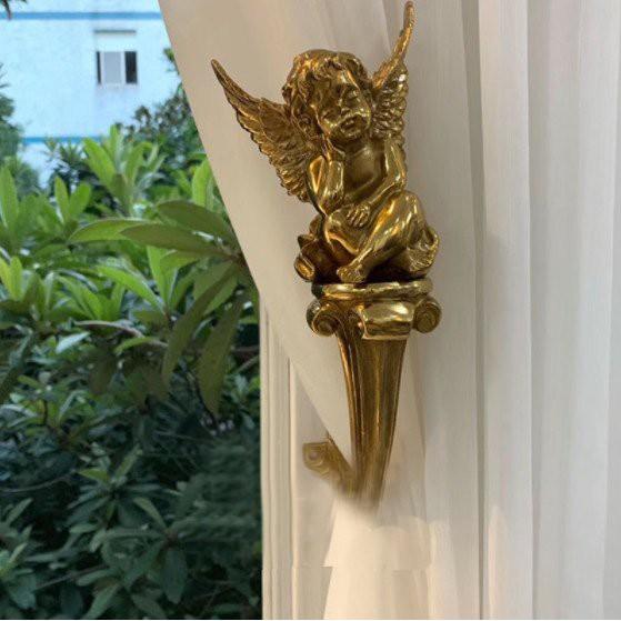 Móc treo rèm cửa thuần đồng hình thiên thần mang phong cách tân cổ điển sang trọng MR1