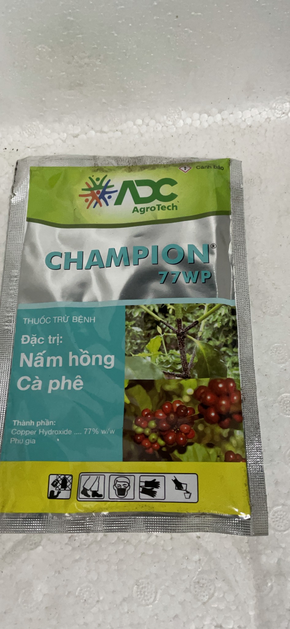 Sản phẩm trừ thán thư nấm hồng trên xoài và cà phê CHAMPION 77WP gói 100gr