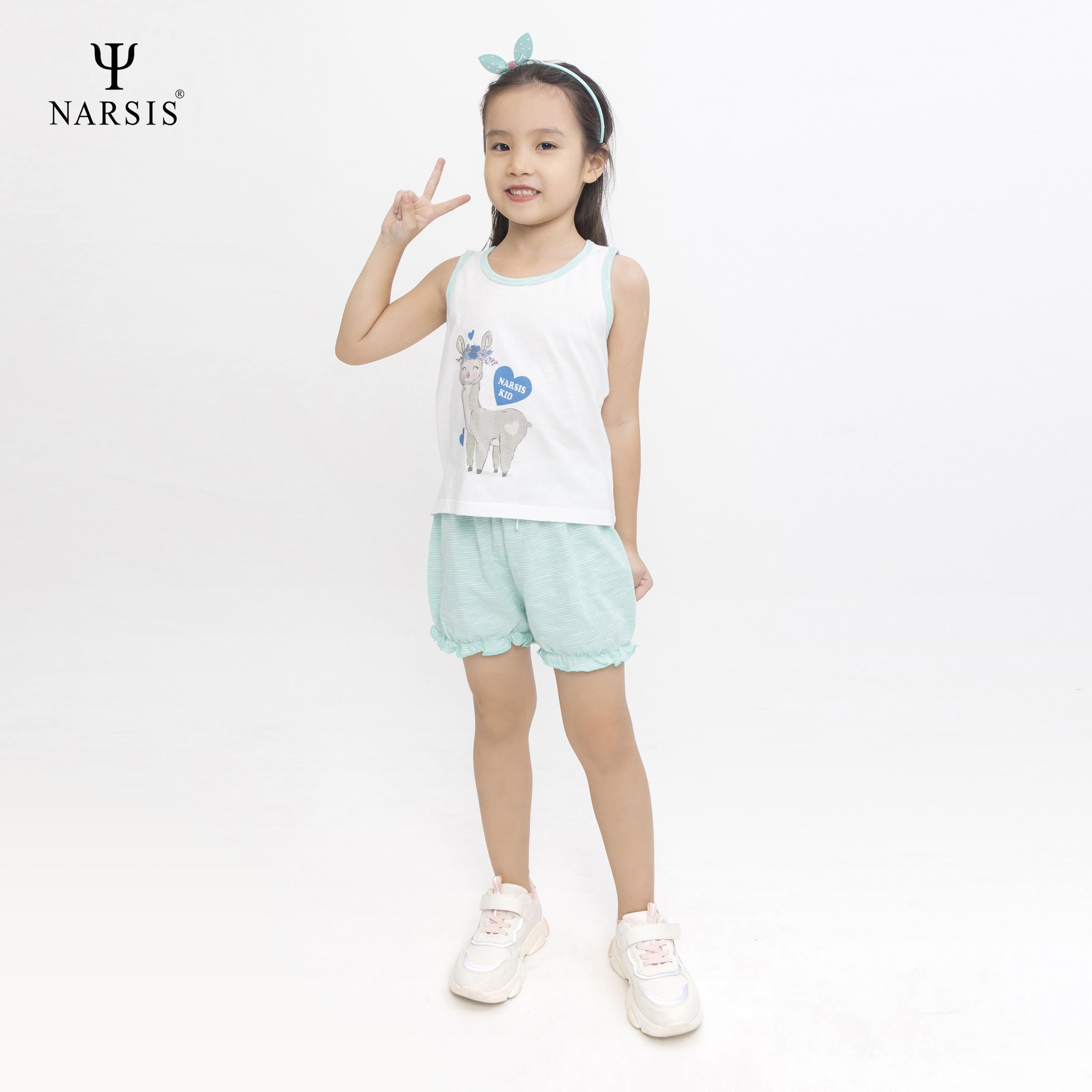 Bộ đồ hè bé gái Narsis KM0002 chất liệu Cotton họa tiết đáng yêu