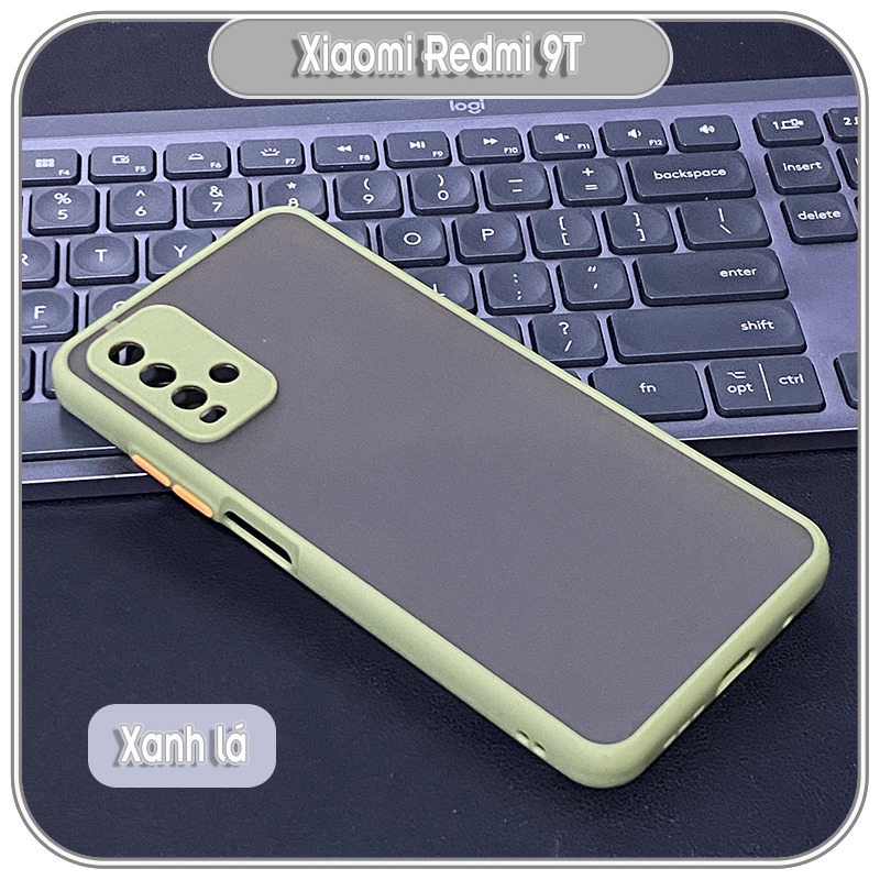 Ốp lưng cho Xiaomi Redmi 9T nhám viền màu che camera