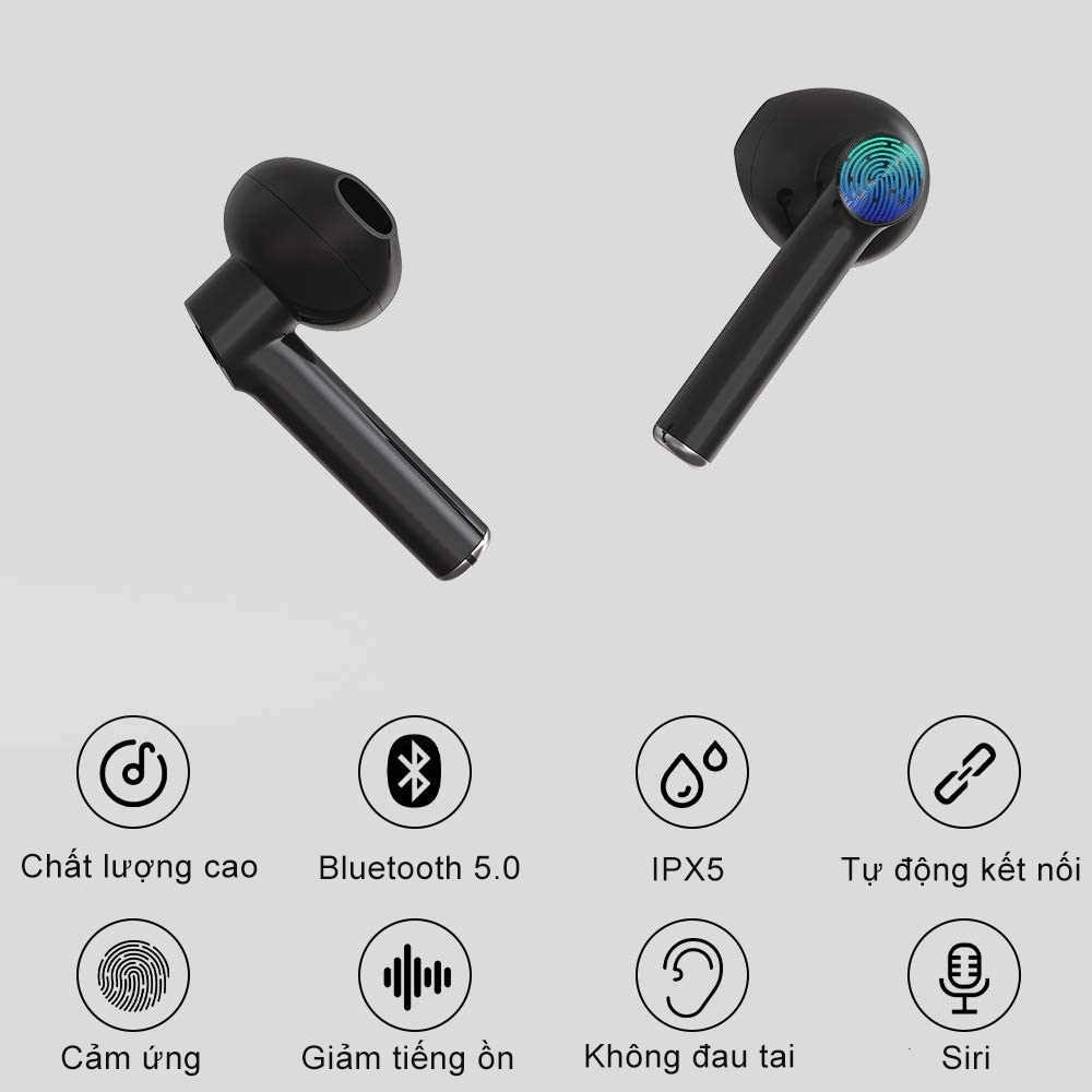 Tai nghe không dây Bluetooth 5.0 IPX5 Chống thấm nước TWS Tai nghe dành cho iPhone Android có hộp sạc Tai nghe Mic Âm thanh Hi-Fi Âm trầm sâu cho Thể thao / Du lịch / Phòng tập thể dục - Hàng Chính Hãng PKCB