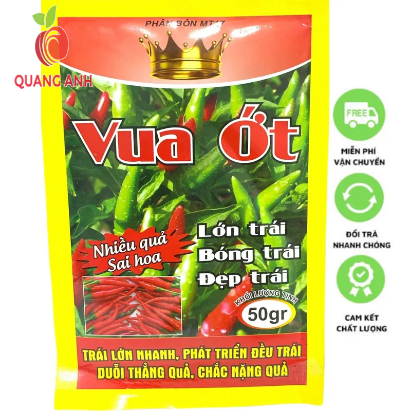 Phân Bón Vua Ớt - Giúp Lớn Trái Ớt - To Trái Bóng Trái - Tăng Ra Hoa Đậu Quả - Gói 50Gr