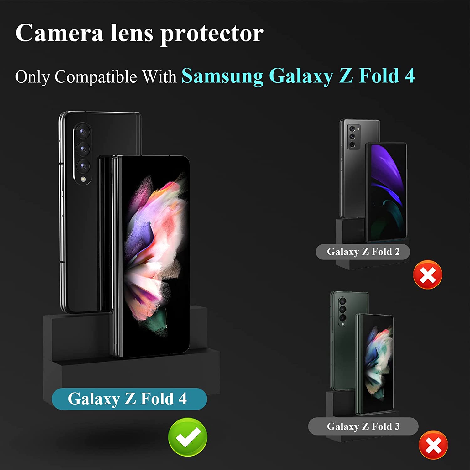 Bộ miếng dán kính cường lực bảo vệ Camera cho Samsung Galaxy Z Fold 4 hiệu HOTCASE Kuzoom Protective Lens mang lại khả năng chụp hình sắc nét full HD (độ cứng 9H, tặng kèm khung tự dán) - hàng nhập khẩu