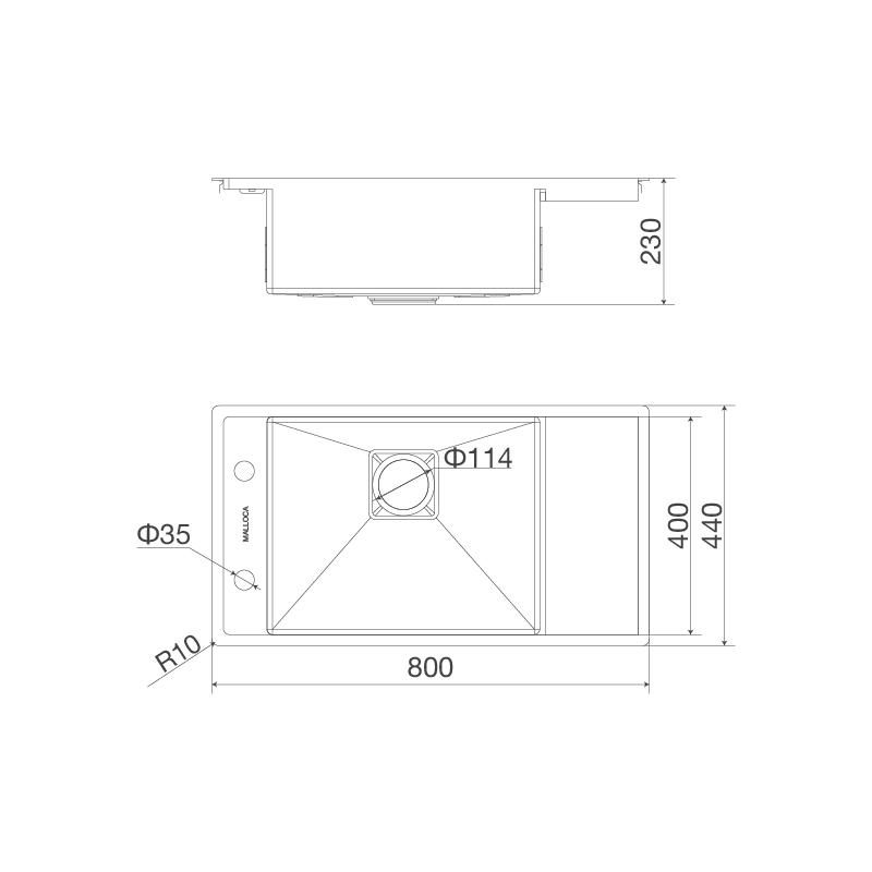 Chậu rửa chén Malloca MS 6303 WST - Inox 304 - Tích hợp vòi phun tráng ly - Hàng chính hãng