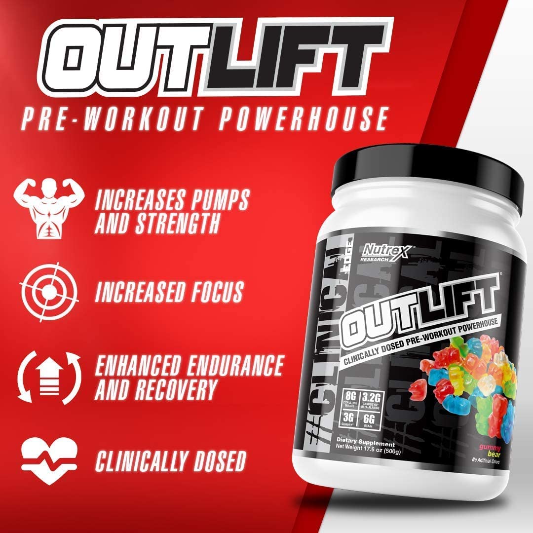 Pre-workout Outlift từ Nutrex - 30 Lần dùng -  Tăng sức mạnh Trước tập Hỗ trợ giảm cân đốt mỡ – Hàng Chính hãng BBT