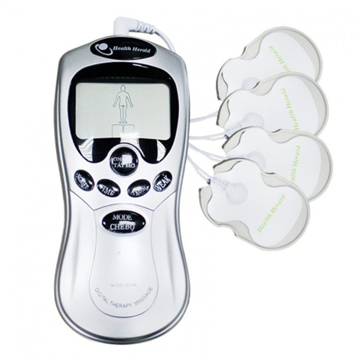 Máy châm cứu mini, Máy massage 4 miếng dán xung điện cầm tay - Thư giản lưng cổ vai gáy - Hàng Nhập Khẩu