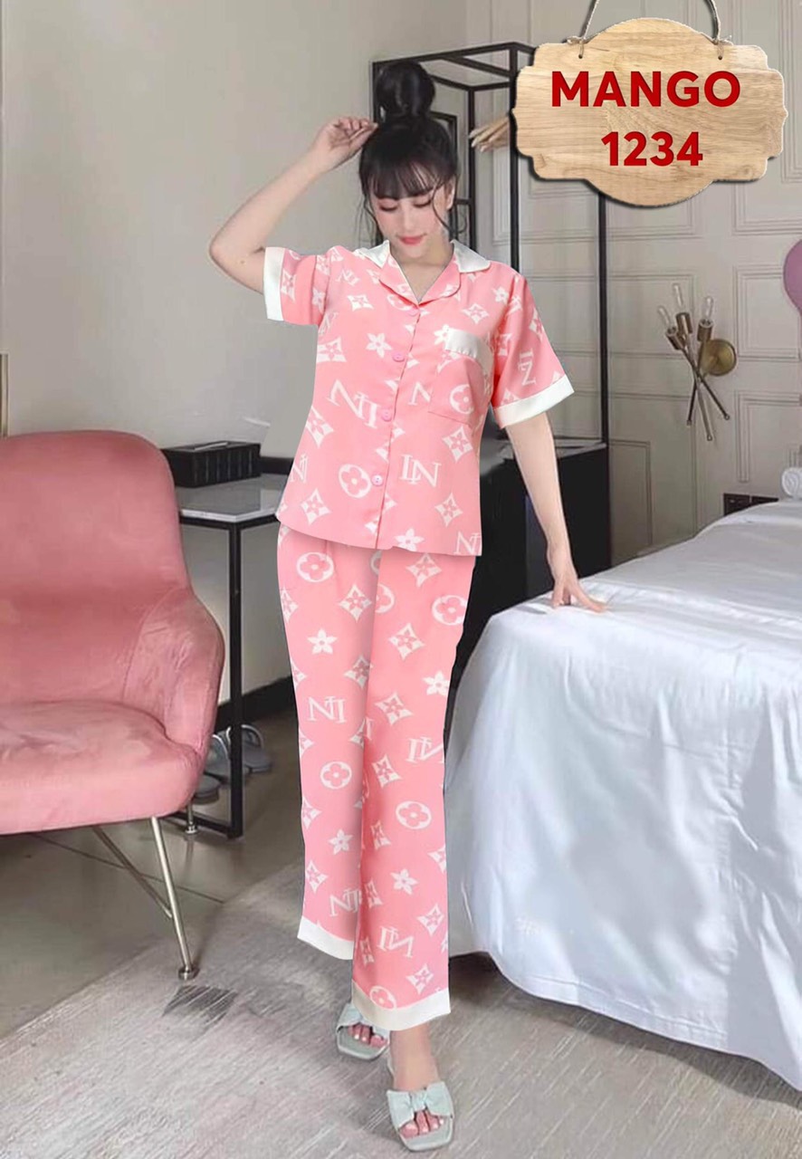 (40-70kg) Đồ Bộ Mặc Nhà, Đồ Bộ Pizama Lụa Mango Nữ Shop Khánh An Quần Dài Tay Ngắn, Màu Số 26