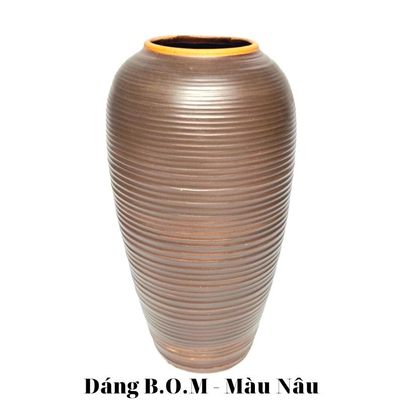 Bình hoa gốm sứ cao trên 30cm Dáng Vò cao, lọ gốm sứ Bát Tràng, phong cách mộc mạc dùng cắm sen, các loại hoa dáng cao