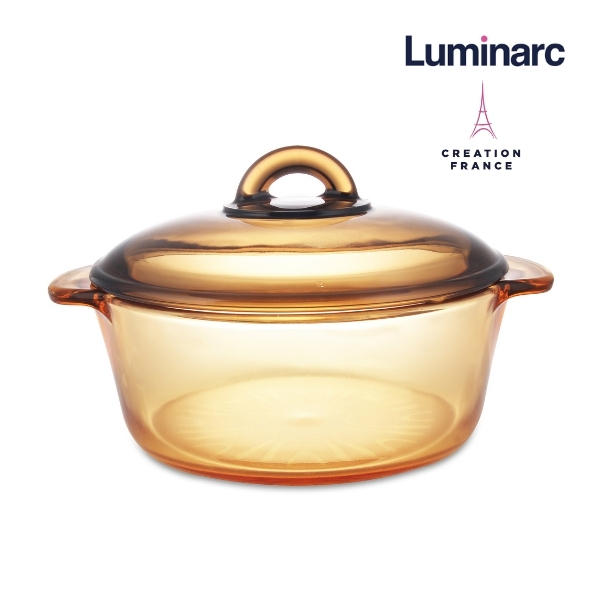 Bộ 2 Nồi Thủy Tinh Luminarc Vitro Amberline Granite 1,5L/2L (Bảo Hành 10 Năm) -LUGR152