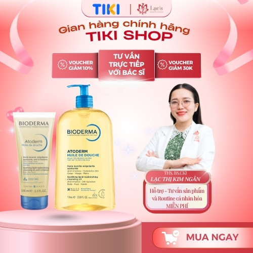 Dầu tắm giúp làm sạch, làm dịu và dưỡng ẩm dành cho da khô, da nhạy cảm Bioderma Atoderm Huile De Douche 1000ML