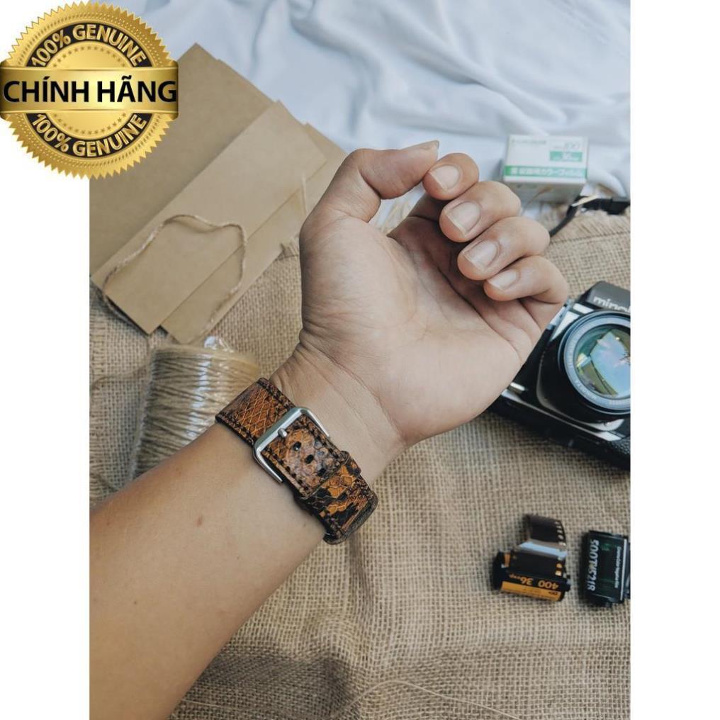 Cá tính với Dây đồng hồ da dê vân trăn rằn ri cao cấp .