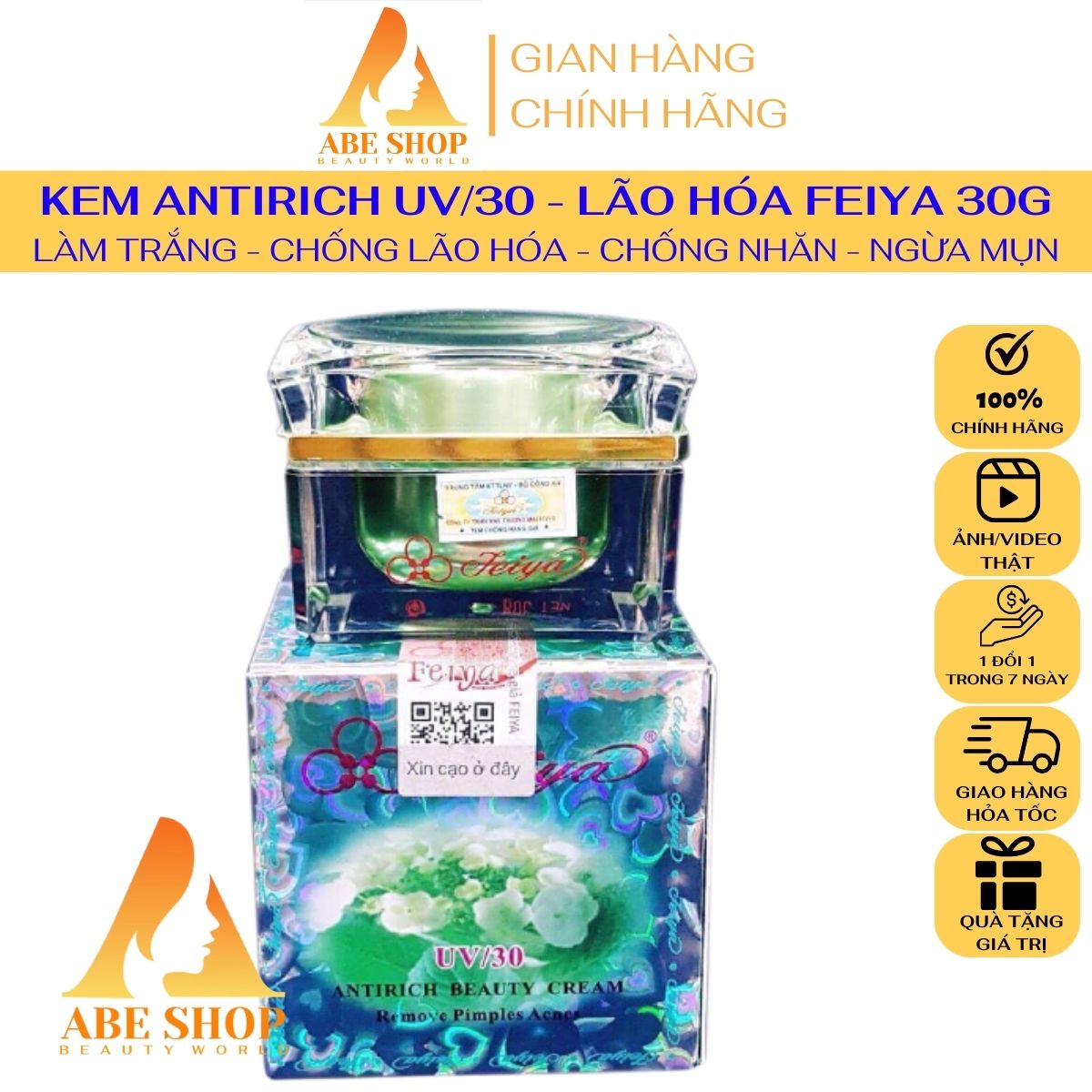 Kem Lão Hóa Feiya - Chống Lão Hóa - Ngừa Nếp Nhăn - Giảm Mụn - Cải Thiện Da Tối Màu - 30 Gram