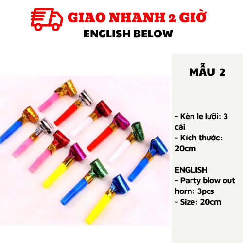 Bộ 3 Kèn Thổi Le Lưỡi Nhiều Mẫu Cho Tiệc Party Horn OTBF11