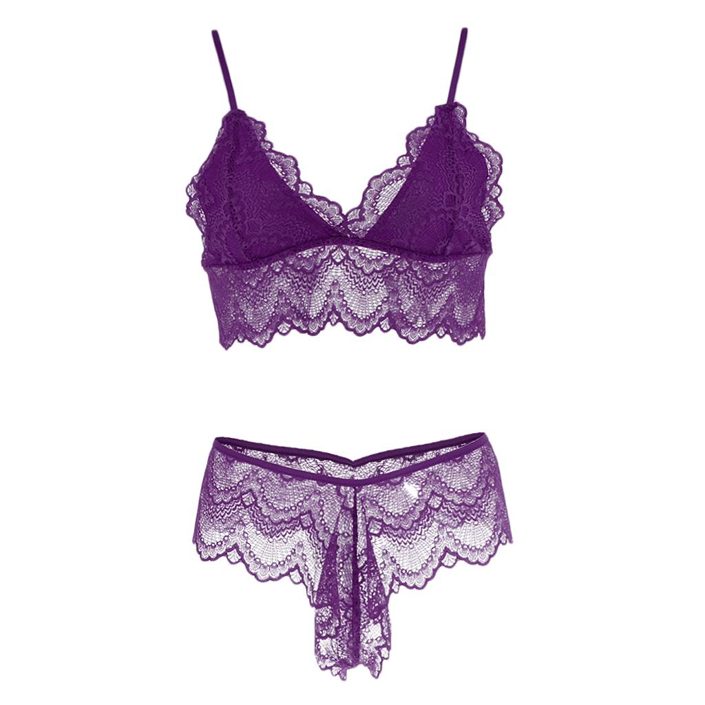 Women Sexy Lace Bra Panty Thong Lingerie Set Sleepwear