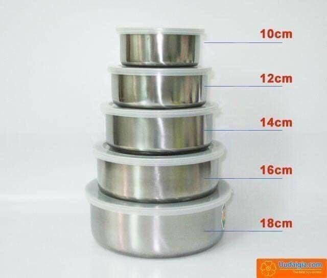 Bộ 5 Bát Inox Lạnh Có Nắp