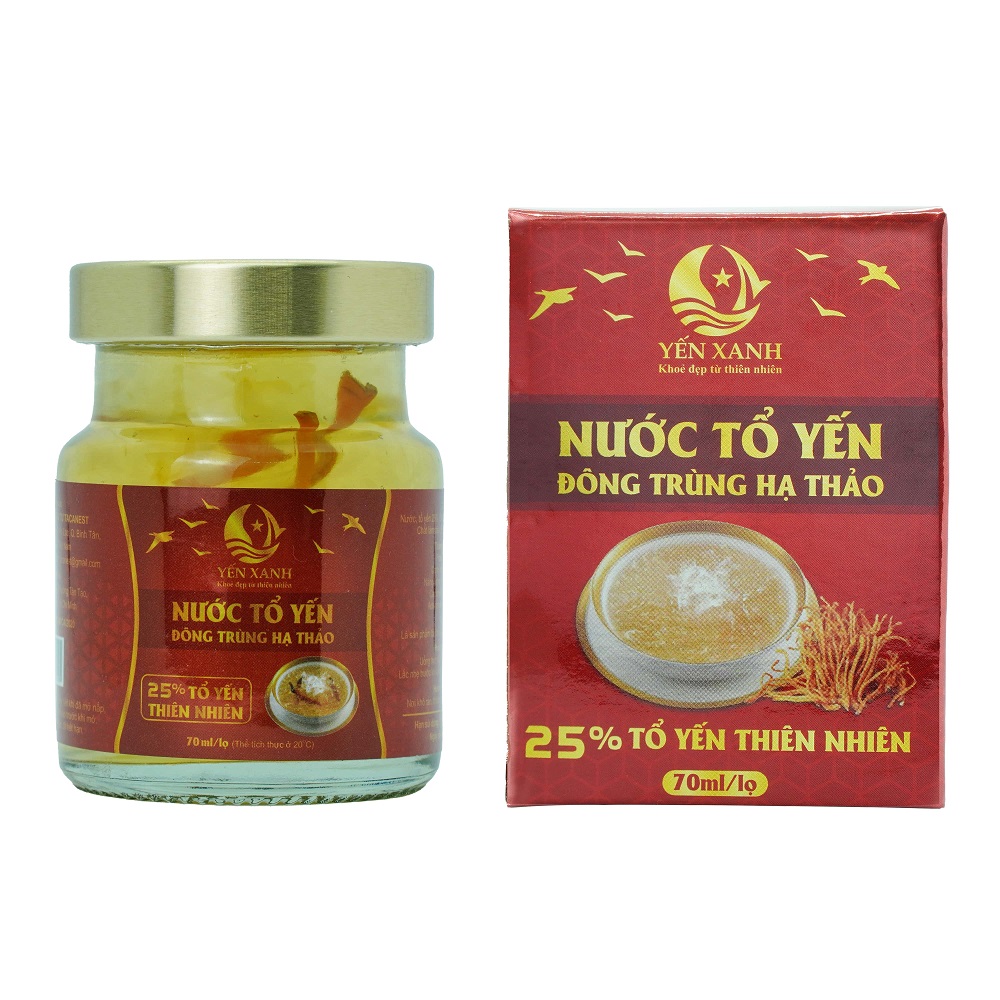 TỔ YẾN CHƯNG ĐÔNG TRÙNG HẠ THẢO - YẾN XANH (25% TỔ YẾN) - HỘP 1 LỌ