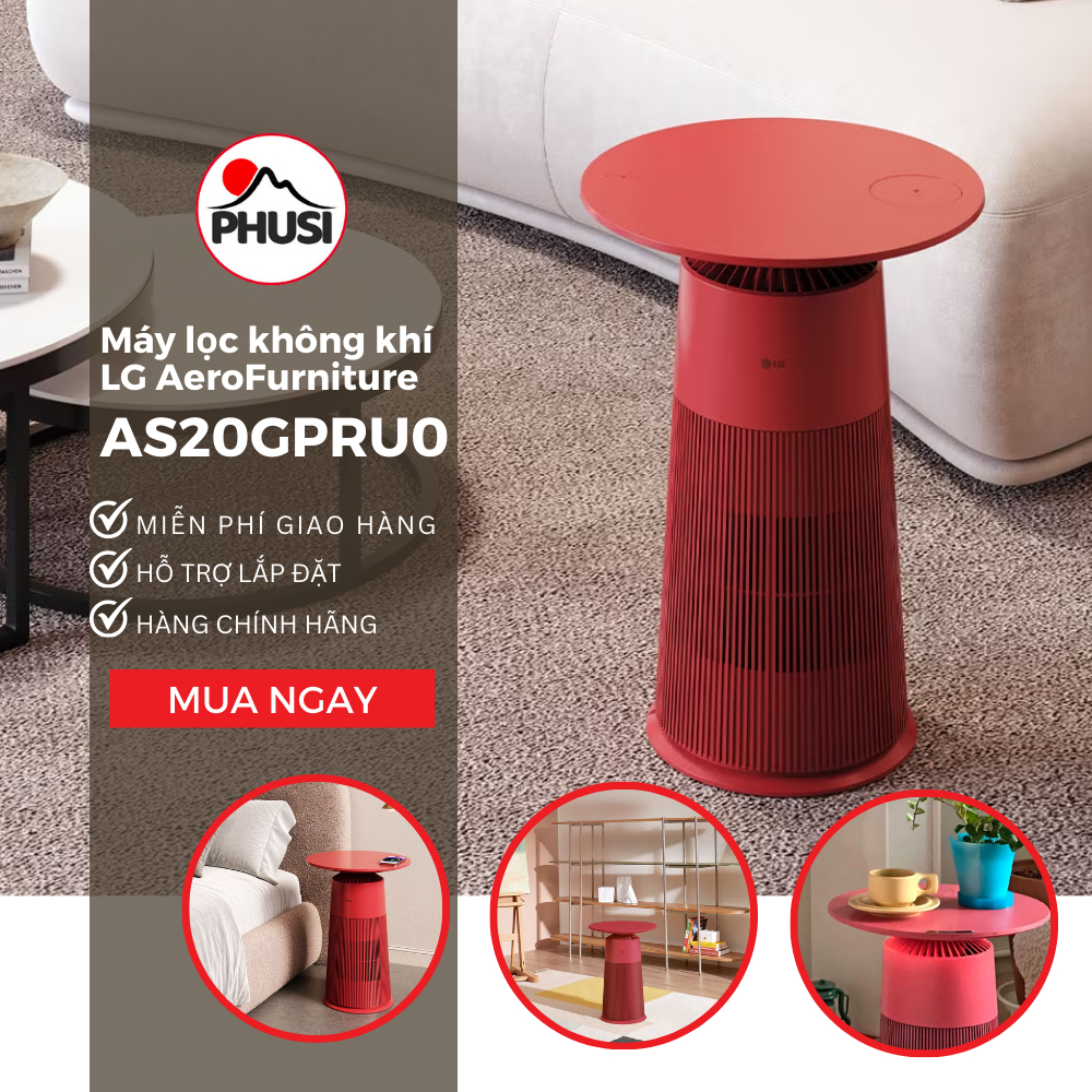 Máy lọc không khí LG PuriCare AeroFurniture Màu đỏ | AS20GPRU0- Hàng Chính Hãng - Giao HCM