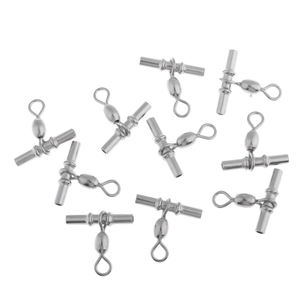 10pcs Fishing Crimp Swivel Cross-line Crane Swivel Tackle Connector