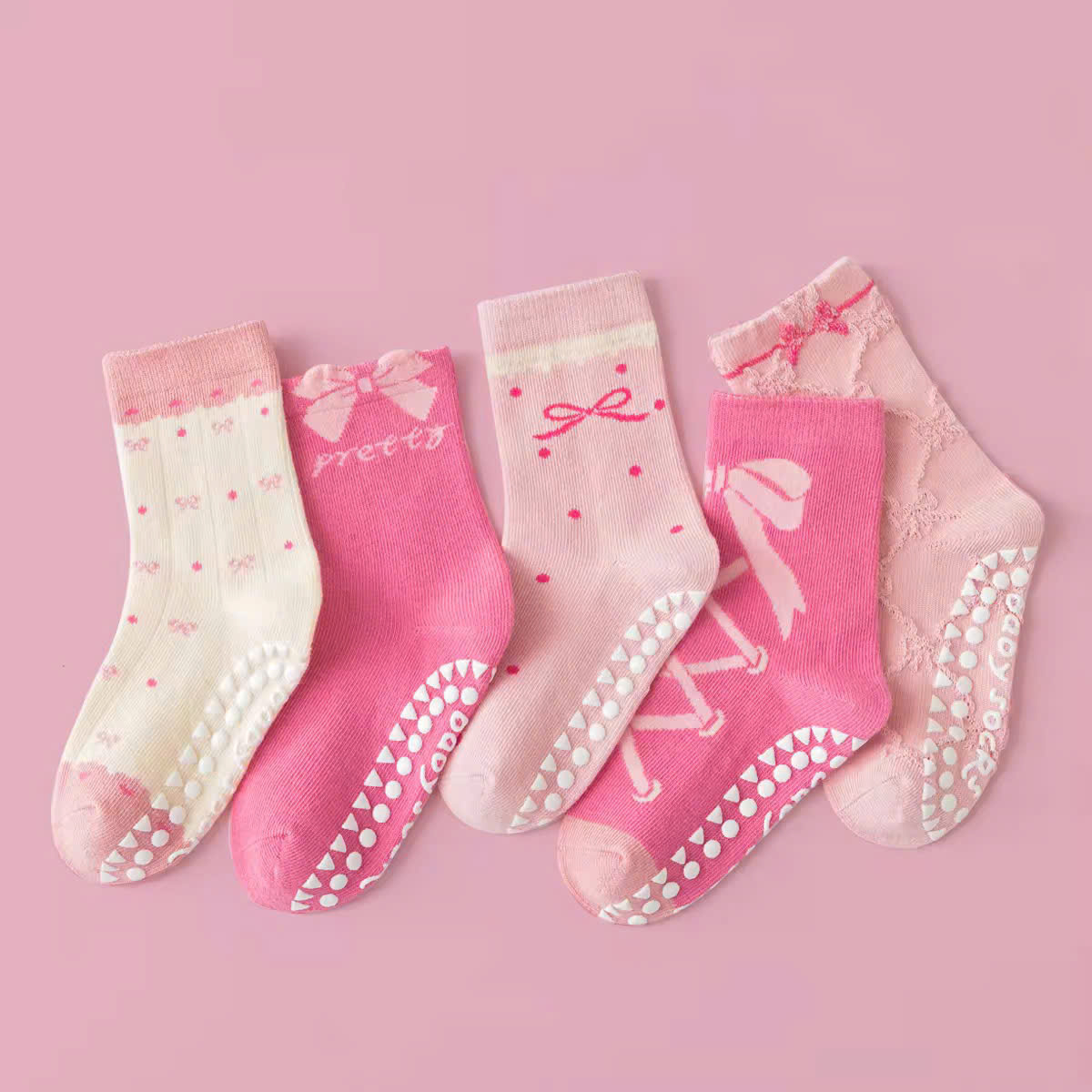 SET 5 ĐÔI TẤT VỚ NƠ HỒNG SIÊU XINH DỄ THƯƠNG