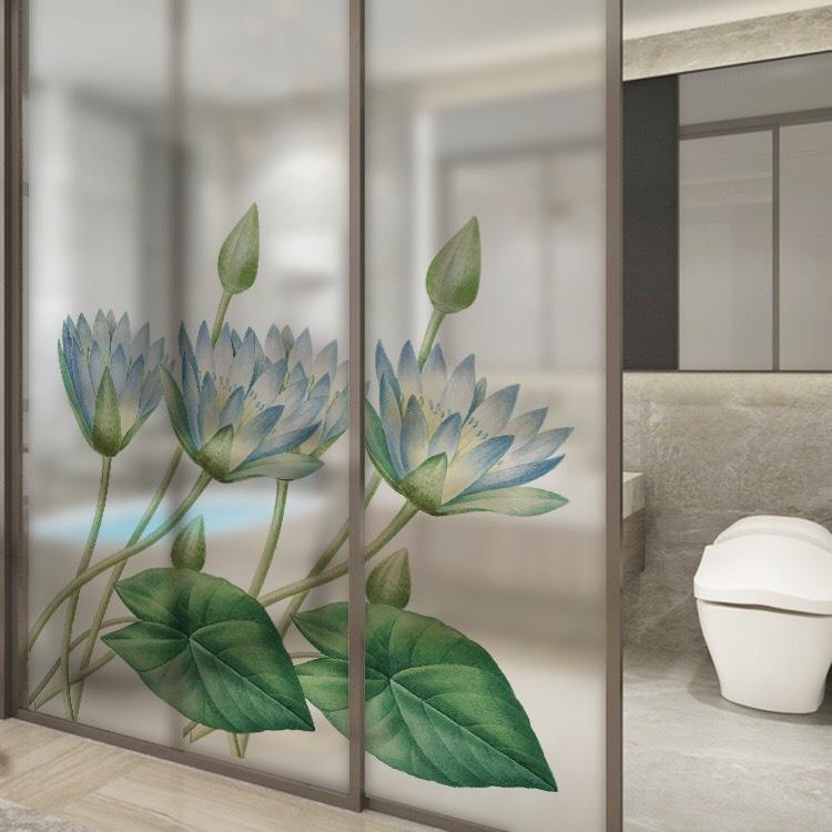 Decal trang trí kinh Cao Cấp - Hoa sen trắng