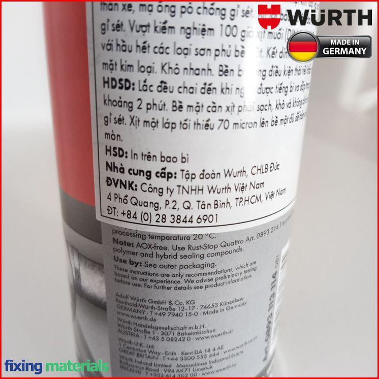 Chai xịt mạ kẽm chống gỉ sét chuyên dụng cao cấp Wurth ZINC SPRAY-400ml