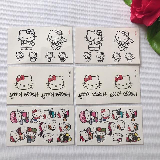 Combo 6 tấm hình xăm dán mèo kitti 10x6cm