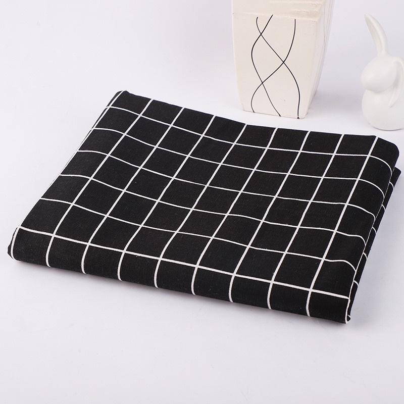 Vải Bố Vải Canvas Decor Trang Trí May Rèm Làm Khăn Bàn Hoạ Tiết Caro Đen