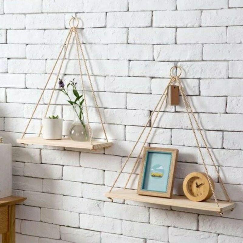 Set 2 kệ gỗ treo tường phong cách Retro DIY/ Kích thước dài 40x12cm