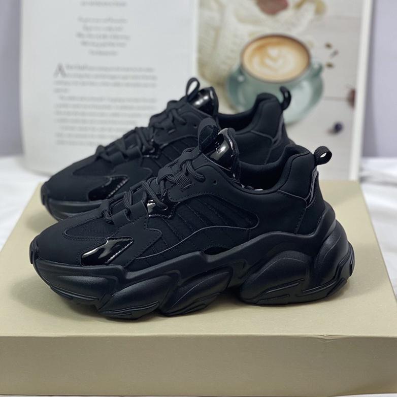 Giày thể thao nữ Shougo - giày sneaker nữ 2 màu đen & kem chất da đẹp đế bự độn đế cao giày ulzzang hàn quốc giá rẻ 2021