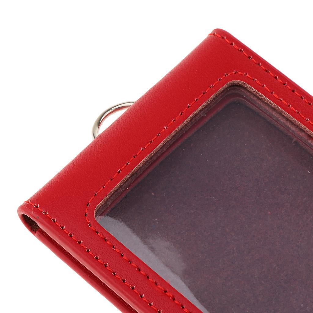 2pcs PU Leather Double Cards Vertical Style ID Badge Holders
