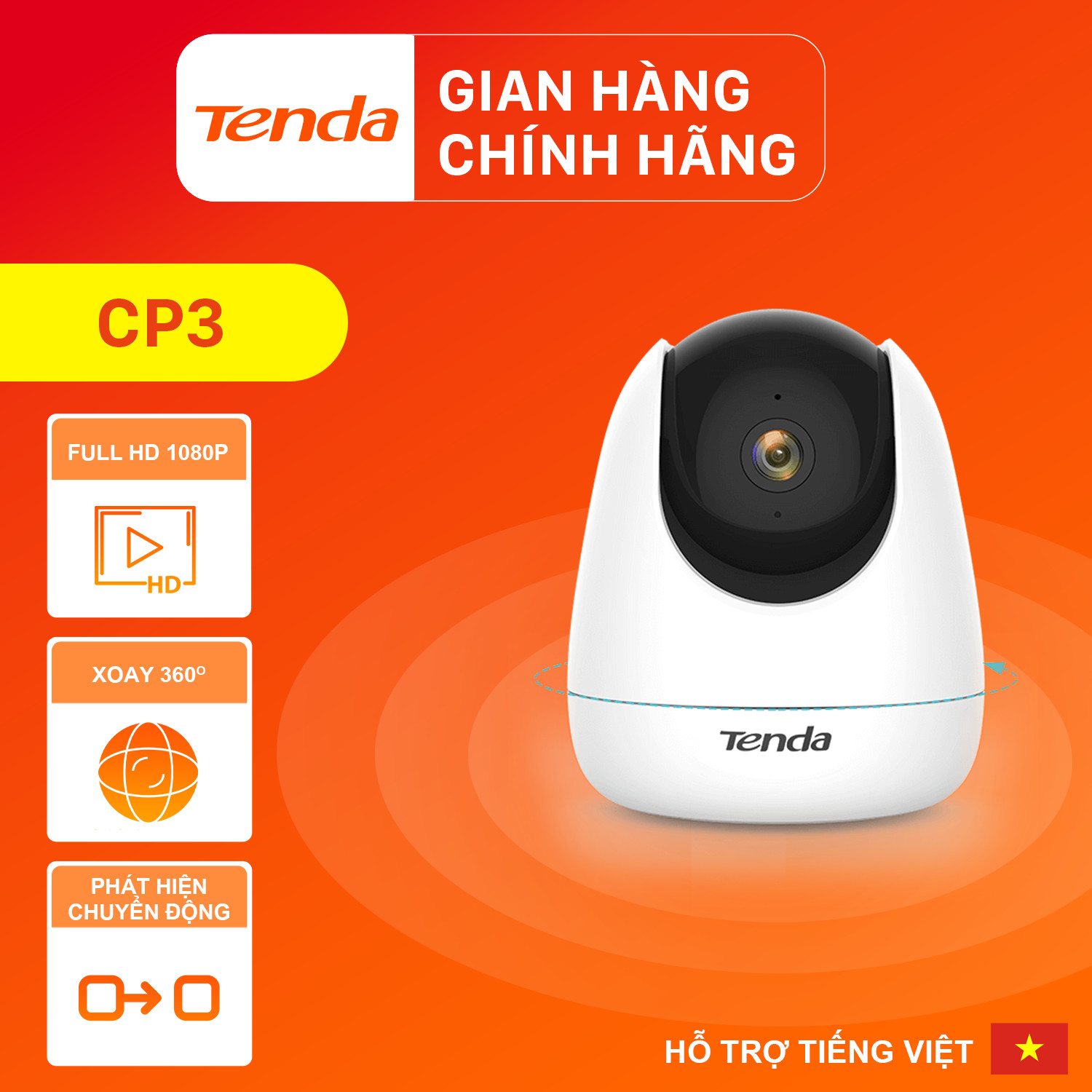 Camera IP Wifi Tenda CP3 Full HD 1080P 360° - Hàng Chính Hãng