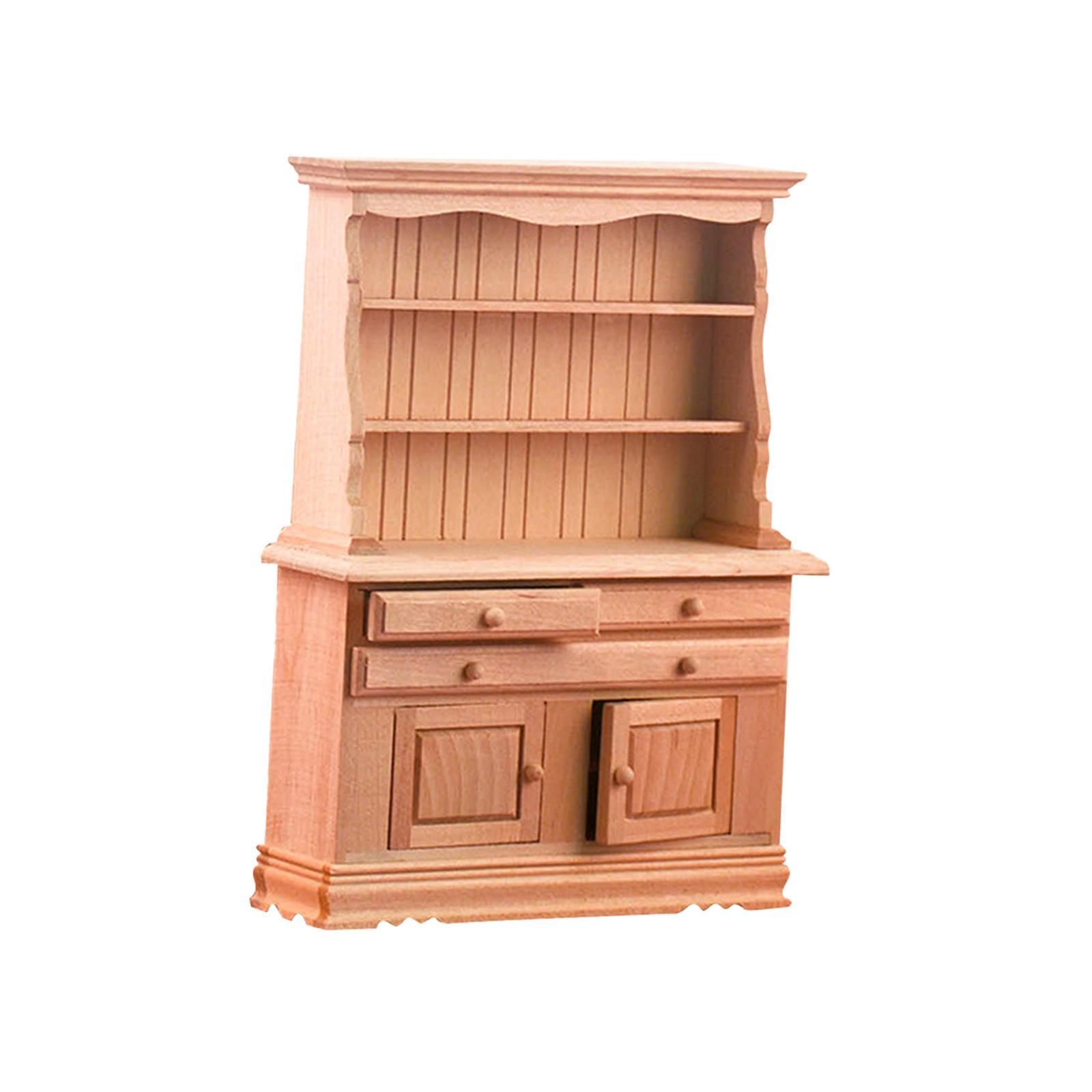 Handmade Dollhouse Cabinet Bookshelf Toy, Kids Pretend Toys Dollhouse Furniture, Dollhouse Decoration for Children Boys Girls Birthday Gifts