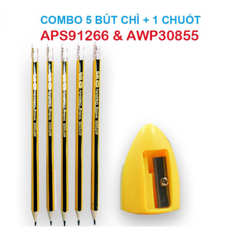 COMBO 5 CÂY  BÚT CHÌ CHUỐT 2B M&amp;G AWP30855 Tặng kèm đồ chuốt APS91266