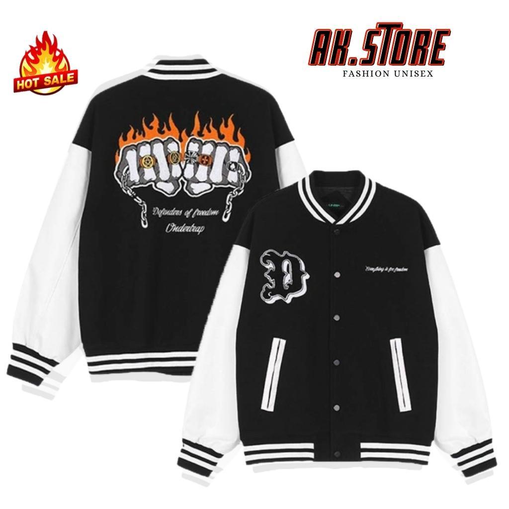 Áo Cardigan Bomber - Áo Khoác Varsity Jacket Unisex ONDERTRAP Phối Bo ( có form rộng XL )