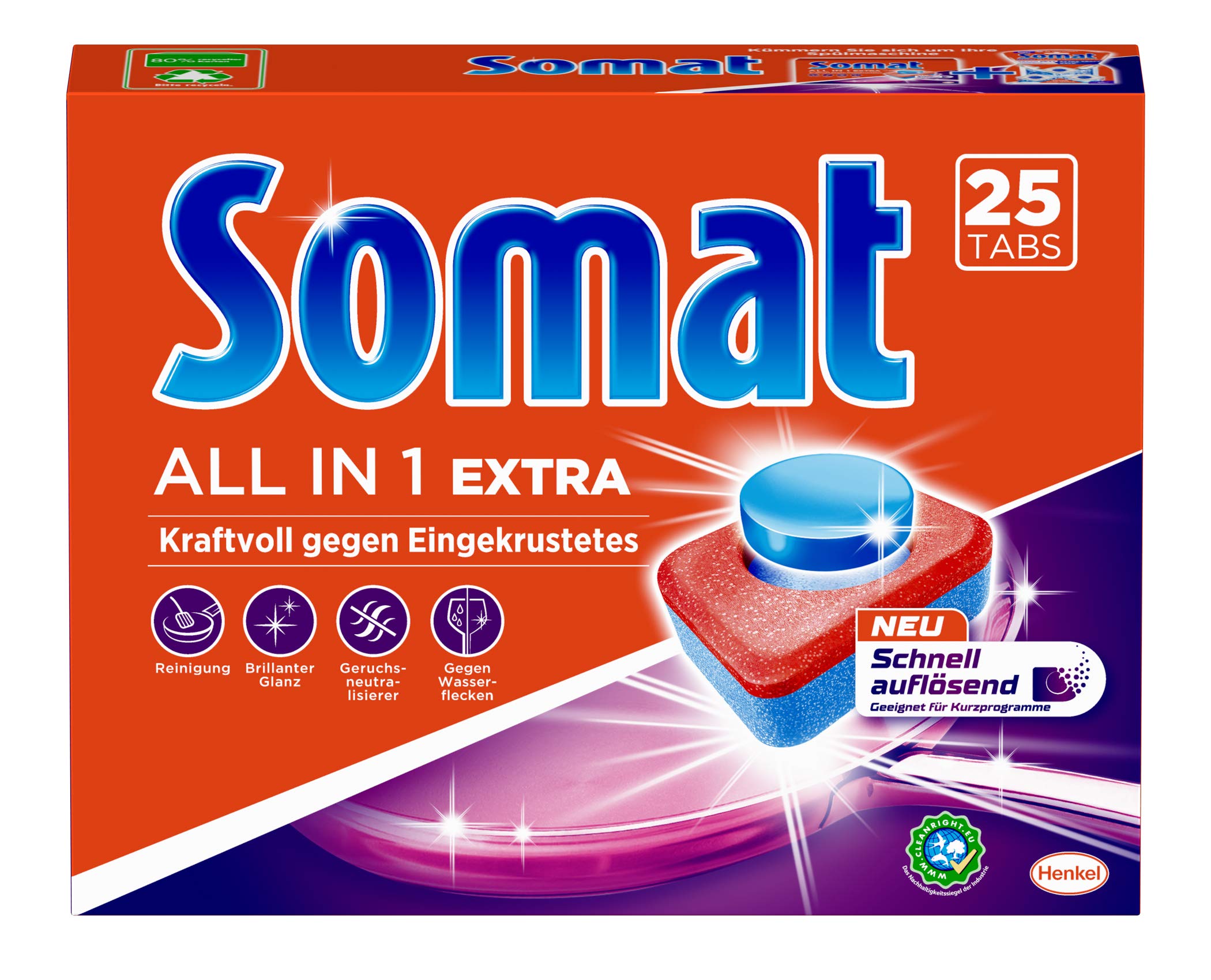 Viên rửa bát và làm bóng cao cấp Somat All in 1 Extra 10 Multi - AKTIV 25 Viên - Đức