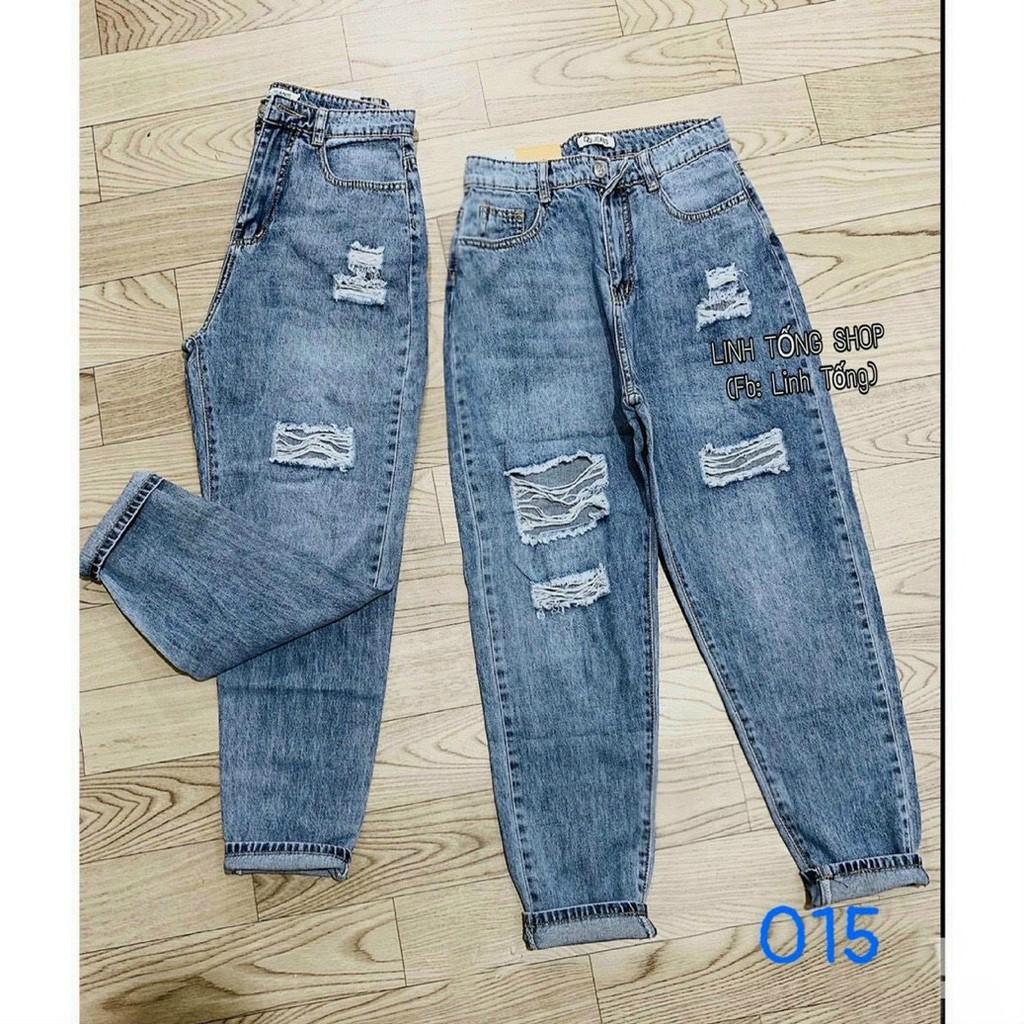 Quần baggy jean nữ rách cao cấp vải denim co dãn nhẹ wash màu chuẩn Phuongnamshop20 z71