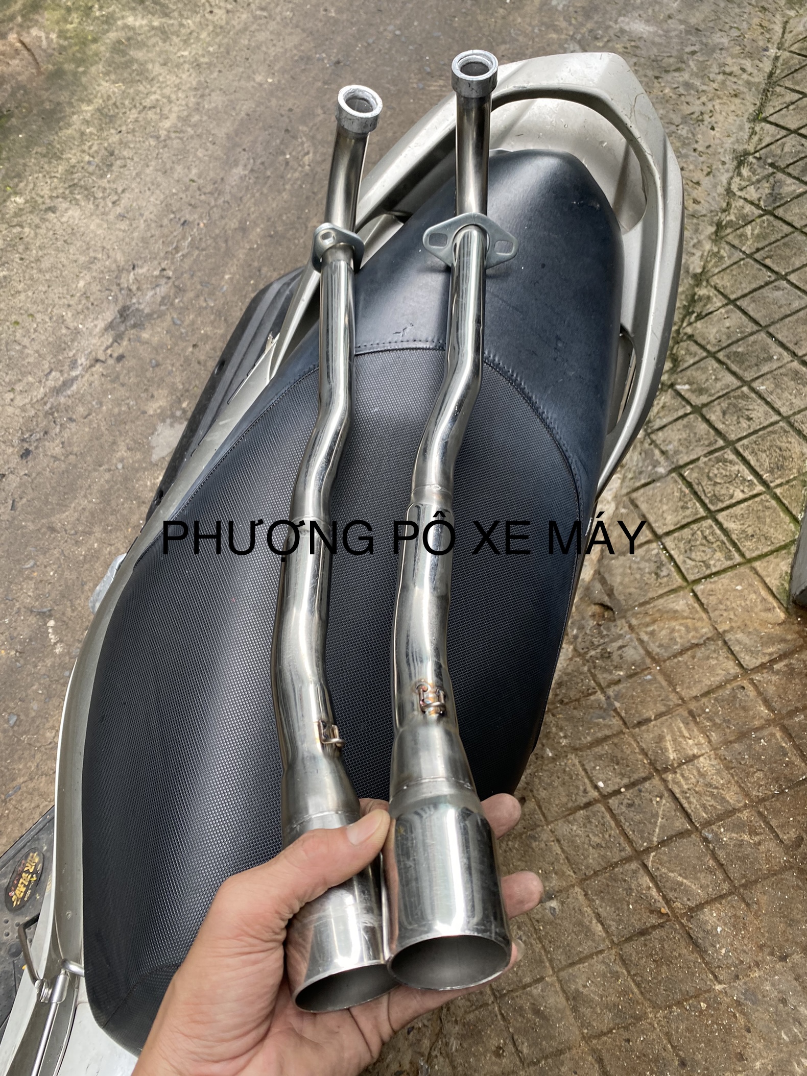 Cổ pô INOX gắn pô độ pô lon 27mmx51mm dành cho xe Sirius Fi / Jupiter Fi