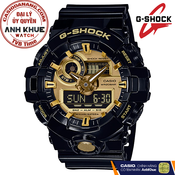 Đồng hồ nam dây nhựa Casio G-Shock chính hãng GA-710GB-1ADR (53mm)