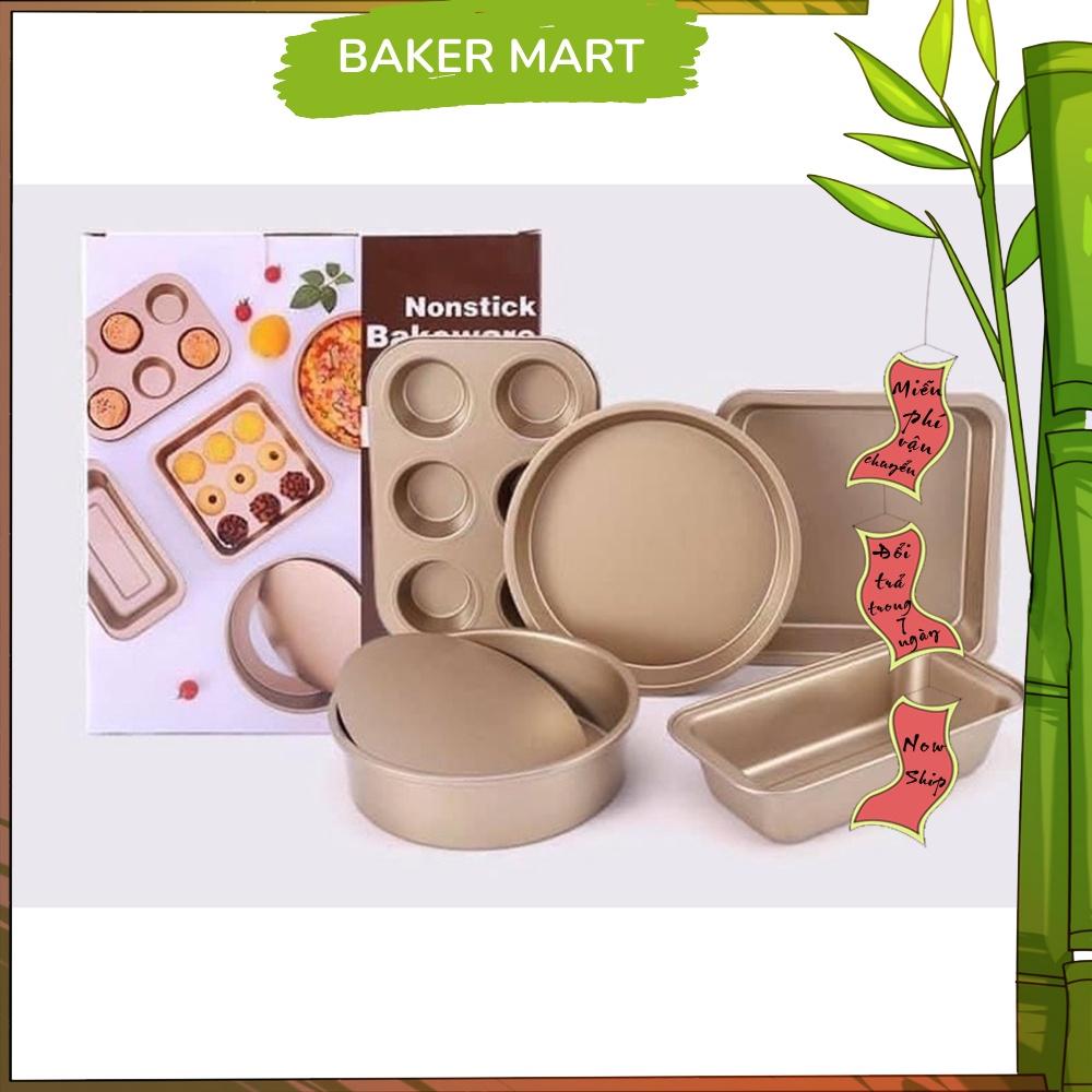 Set 5 Khuôn Nướng Bánh Chống Dính Cao Cấp Chất Liệu Thép Carbon - Dụng cụ làm bánh Baker Mart