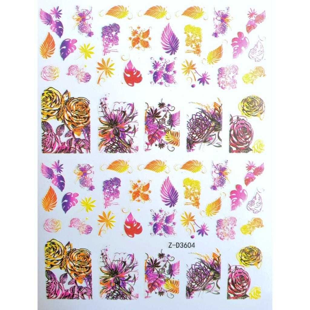 Sticker 3D - Hình dán móng hoa lá full móng 3604